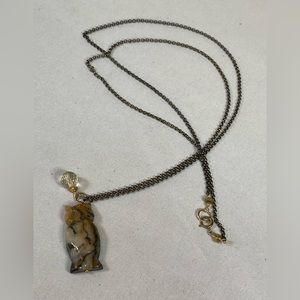 Carved owl on chain necklace